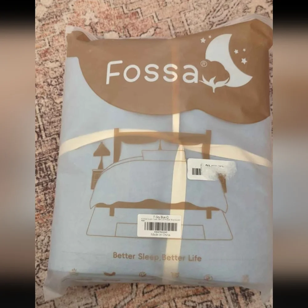 FOSSA Duvet Cover Set 100% Washed Cotton Linen Feel Super Soft Breathable Cozy 3
